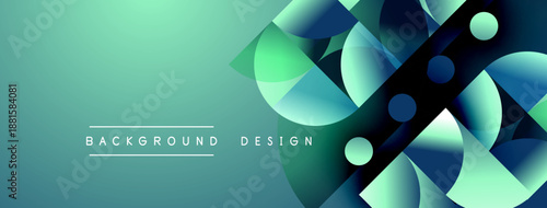 Abstract geometric shapes, teal gradient, dark accents. Modern design elements create dynamic visual texture. Background text reads background design.