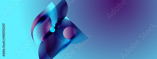 Abstract shapes, vibrant blues, purples blend. Smooth gradients create modern, flowing design. Minimalist composition, digital art style.