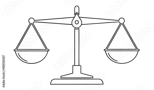Balance scale with two empty bowls on a white background symbolizing fairness and equality