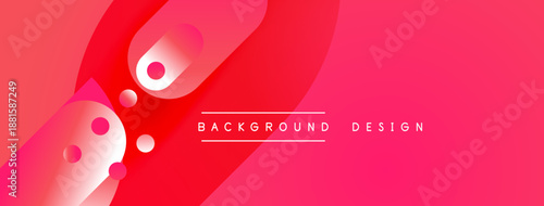 Abstract pink gradient background. Circles, curves create dynamic visual effect. Text reads background design. Modern, vibrant composition.
