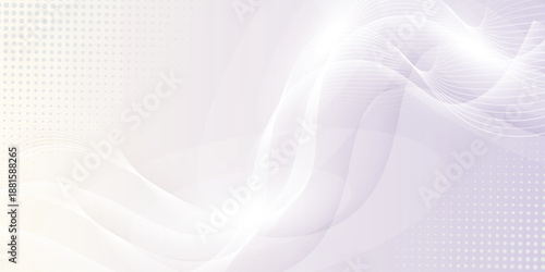 Futuristic white abstract background with glowing wave. Shiny moving lines design element. Modern white gradient flowing wave lines. Technology concept.