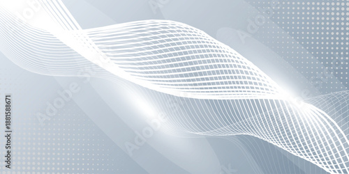 Grey white abstract background with flowing particles. pattern. For minimal design and modern templates. Futuristic concept.