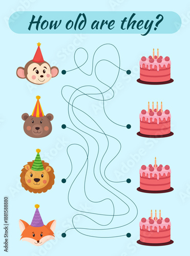 Birthday activity for preschool kids with holidays elements printable vibrant game for children