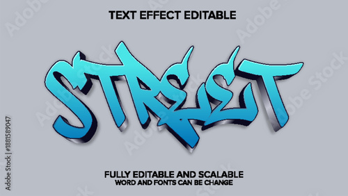 3d text effect grafiti vector editable
