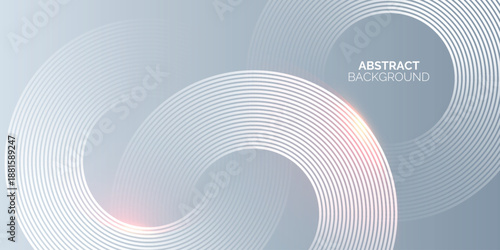 Abstract minimalist background with concentric circular lines. Modern shiny blue circle lines pattern. Futuristic concept.