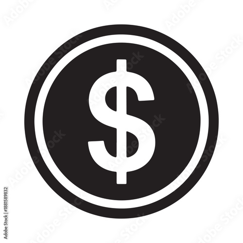 a black and white icon of a dollar sign