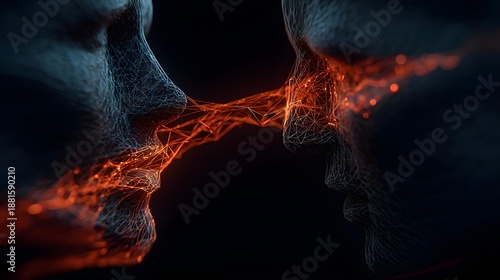 Wallpaper Mural networking artwork featuring diverse profiles connected by soft glowing nodes Torontodigital.ca