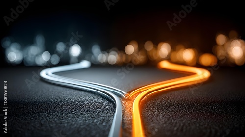 Wallpaper Mural making artwork showing multiple paths highlighted by soft neon guidance Torontodigital.ca