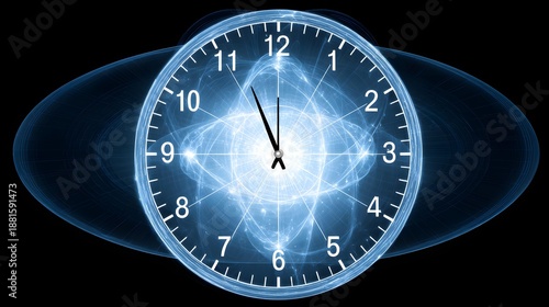 artwork featuring time and focus represented by layered luminous forms