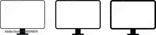 Computer Monitor Screen Icons Set for Display and Technology