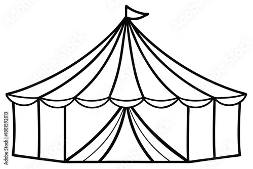circus tent set silhouette line art vector illustration
