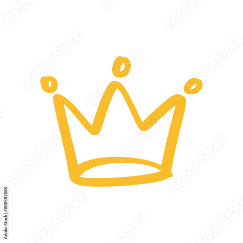 Golden crown symbol illustration on white background for royalty themes