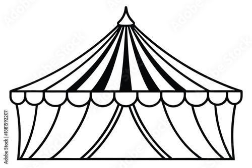circus tent set silhouette line art vector illustration