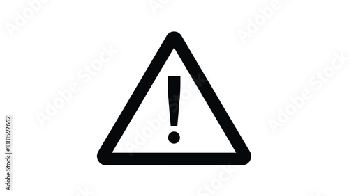 Bold black outline of a triangular warning sign with an exclamation point in the center acts as a universal alert.