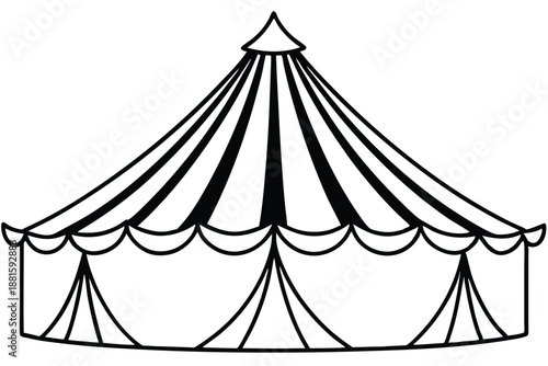 circus tent set silhouette line art vector illustration