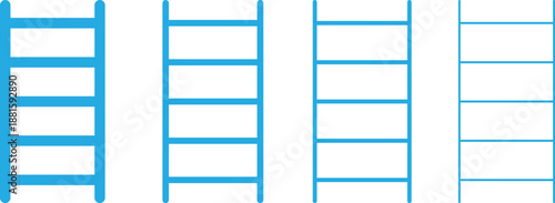 Ladder Blue Solid Icons Set for Access and Safety Concept