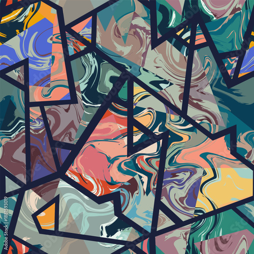 Abstract Marble Geometry Overlay Seamless pattern