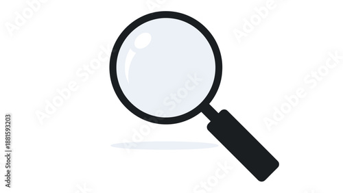Simple illustration of a magnifying glass representing search, investigation, and detailed analysis on a clean white background.