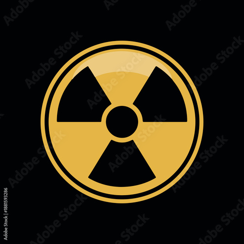 Bright yellow radioactive signage illustration on black background