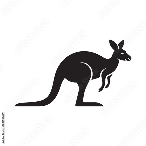 A striking black silhouette of a kangaroo in a standing pose