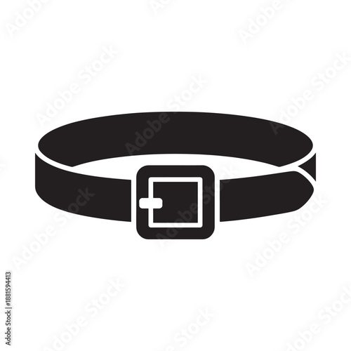 Simple black belt icon with a square buckle isolated on white background