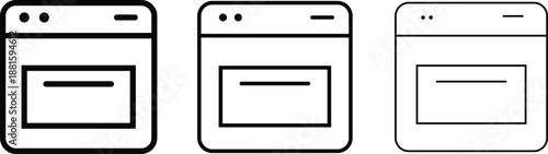 Form Window Line Icon Set for Web Page and Input Concept