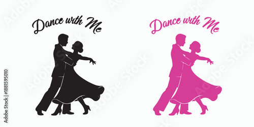 Dance with Me: Silhouette pair in elegant dance posture, a romantic and artistic representation of the timeless ballroom tradition.