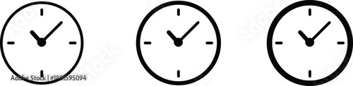 Clock Icon Set Showing Different Time Styles Vector Illustration