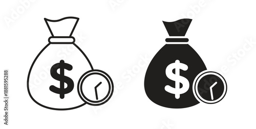 Fixed deposit icons. Outline icons vector collection. flat illustrations