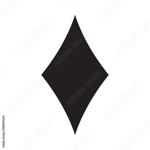 A simple black diamond shape isolated on a plain white background