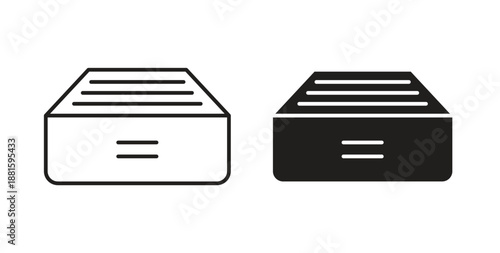 Folder box icons. Outline icons vector collection. flat illustrations