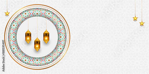 Ramadan Kareem Islamic background colourful banner. Eid Mubarak luxury template design 