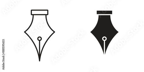 Fountain pen icons. Outline icons vector collection. flat illustrations
