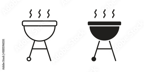 Grill icons. Outline icons vector collection. flat illustrations