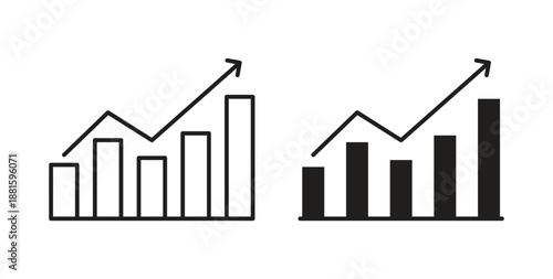 Growth chart icons. Outline icons vector collection. flat illustrations