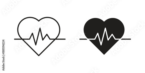 Heartbeat icons. Outline icons vector collection. flat illustrations