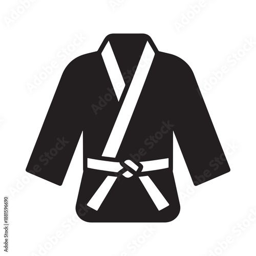 Simple black and white illustration of a traditional judo gi or karate uniform