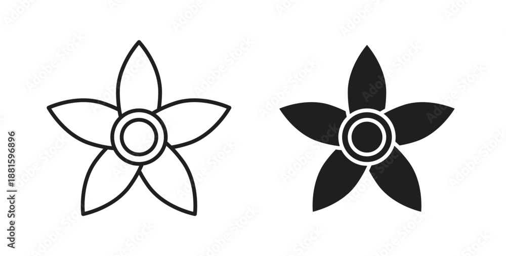 Fototapeta premium Jasmine icons. Outline icons vector collection. flat illustrations