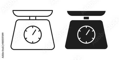 Kitchen scales icons. Outline icons vector collection. flat illustrations