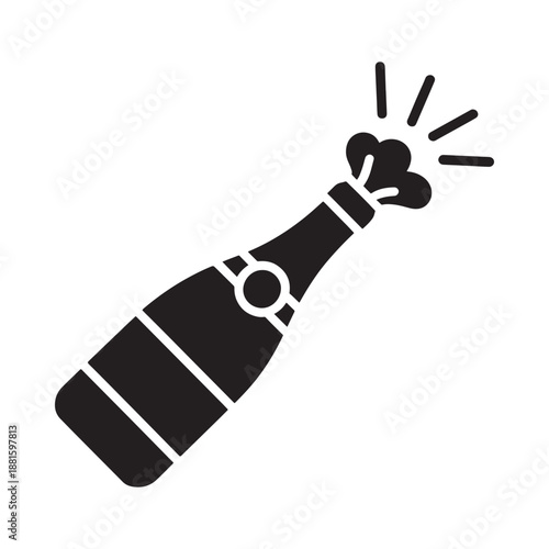 Celebration icon a black silhouette of a champagne bottle with sparks