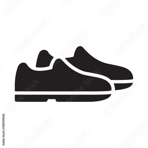 Simple black and white illustration depicting a pair of classic loafers