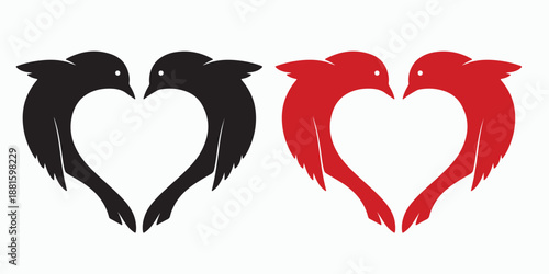 Lovebirds' Harmony: Two stylized lovebirds, forming the shape of a heart, stand as a testament to the purity of love, romance, and everlasting affection.