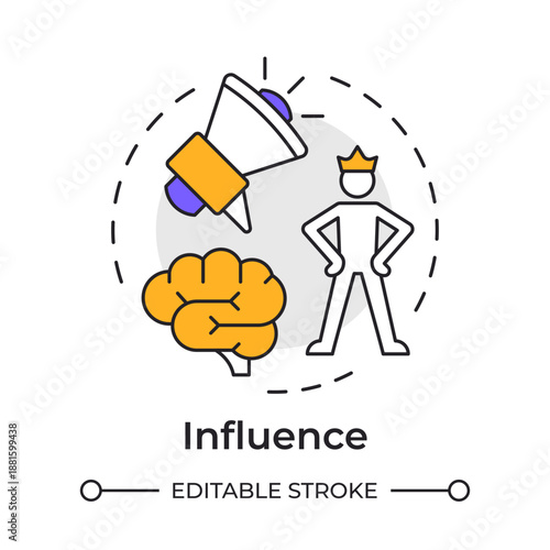 Influence multi color concept icon. Sales intelligence. Team leadership. Professional skills. Round shape line illustration. Abstract idea. Graphic design. Easy to use in booklet, article