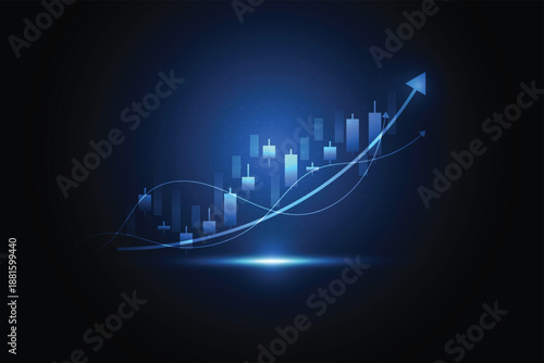 Business candle stick graph chart of stock market investment trading on white background design. Bullish point, Trend of graph. Vector illustration