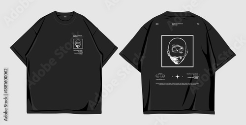 Abstract Conceptual Head Illustration Streetwear T Shirt Design for Fashion Brands