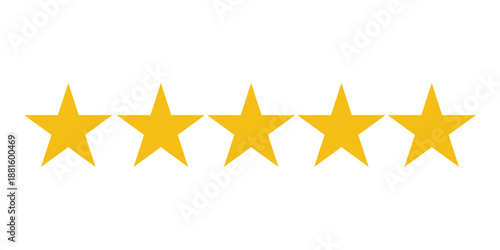 Five stars icon Vector. Five stars customer product rating review flat icon for apps and websites.