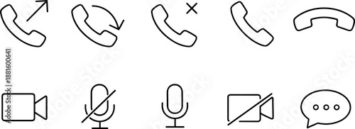 Social media reaction and interaction icons set. Like, comment, share, notification and user engagement outline symbols