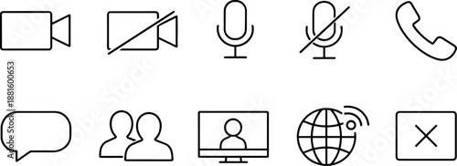 Social media reaction and interaction icons set. Like, comment, share, notification and user engagement outline symbols