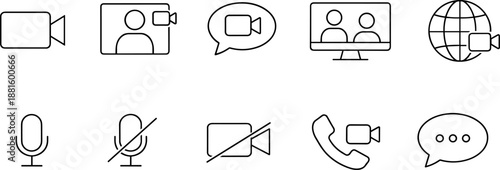 Social media reaction and interaction icons set. Like, comment, share, notification and user engagement outline symbols