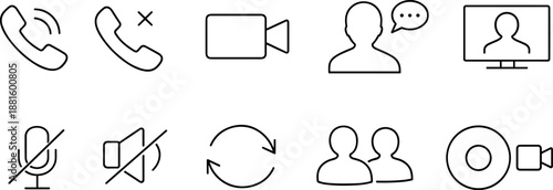 Social media reaction and interaction icons set. Like, comment, share, notification and user engagement outline symbols